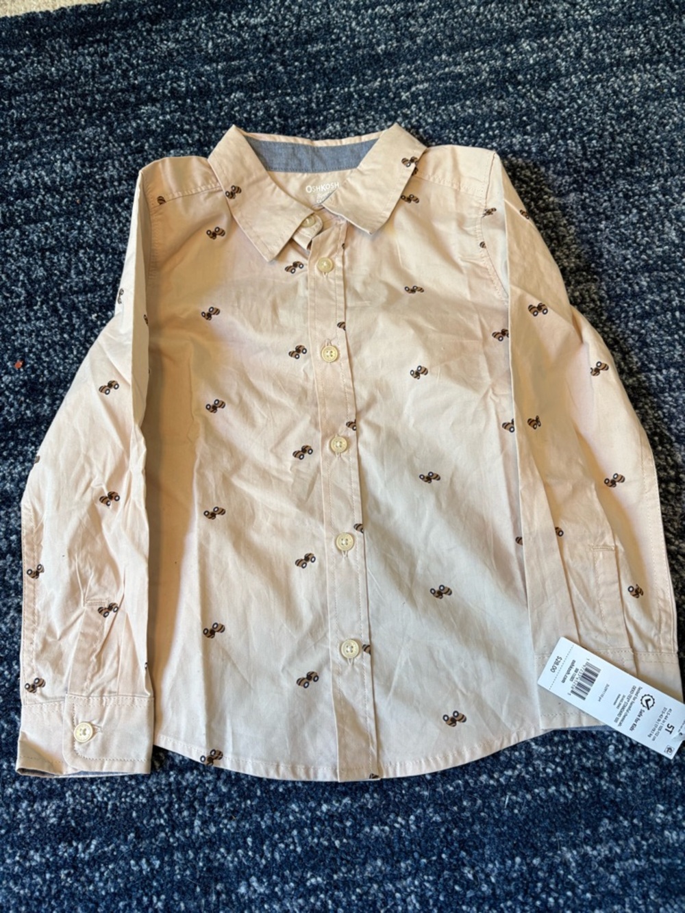 OshKosh B'gosh Tan Button-Down Shirt with Car Motif